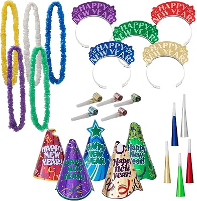 Amscan Let’s Party 2025 Decorations New Years Eve Party Supplies for 10, Includes Party Hats and Tiaras
