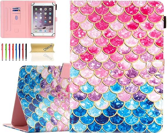7 Inch Display Universal Case, Dteck Slim Lightweight Leather Flip Case for HD 7/ HDX 7/ RCA/Dragon Touch/Samsung Galaxy Tab/Lenovo Tab/Vankyo MatrixPad Z1/ Android Tablet 7 Inch (Colorful Scale)
