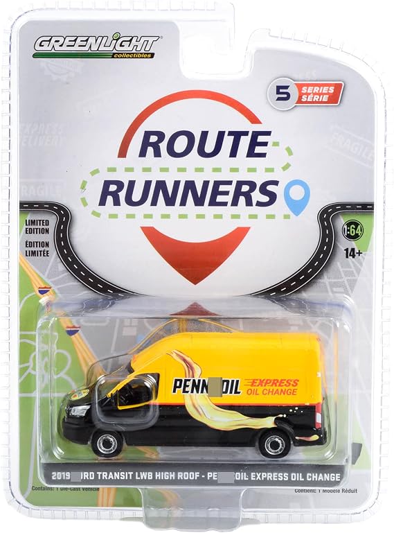 Greenlight 1:64 Route Runners Series 5-2019 Transit LWB High Roof - Express Oil Change 53050-C Die-cast Car Model [Shipping from Canada]