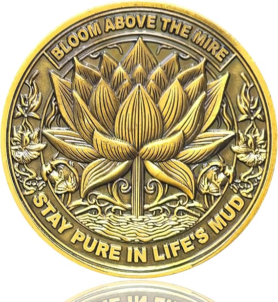 Bloom Above The Mire Lotus Sobriety Coin Serenity Prayer AA Medallion for Daily Encouragement