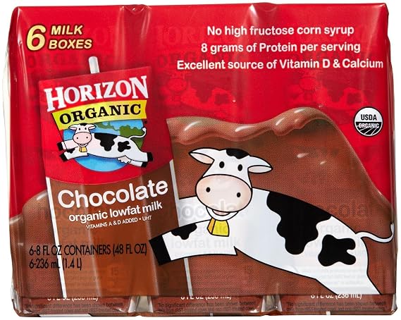 Horizon Organic, 1% Low Fat Milk, Chocolate, 8 Fl Oz, Pack of 6