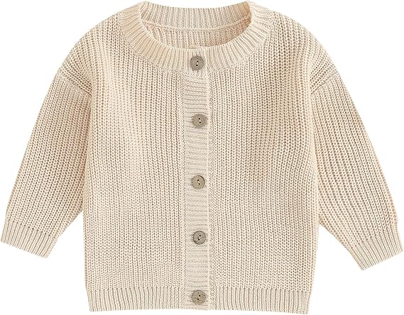 Newborn Baby Girl Boy Cute Long Sleeve Button Up Cardigan Toddler Knit Sweater Infant Fall Winter Clothes