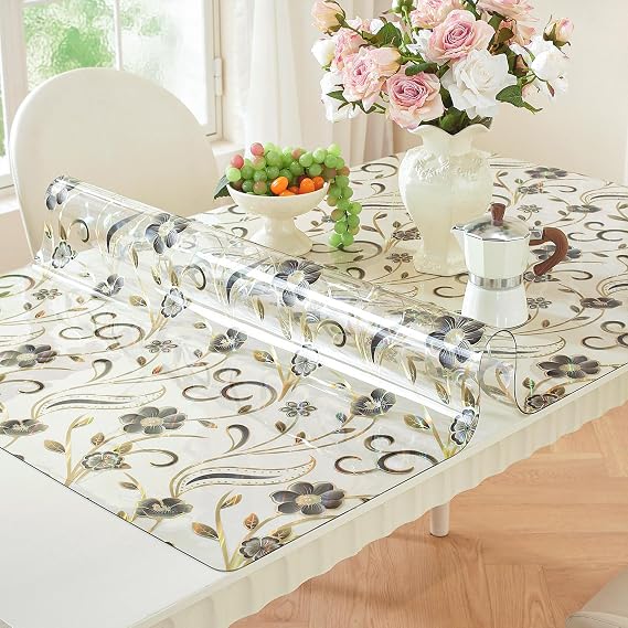 LovePads Floral Table Cover Protector 24 x 36 Inch, 1.5mm Thick Desk Mat | Waterproof Vinyl Tablecloth, Anti-Scratch & Wear-Resistant Surface, Wipe Clean Table Mat for Kitchen, dresser & Coffee Table