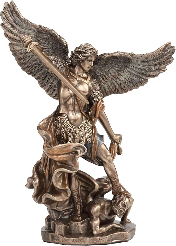 Veronese Design 6 1/4 Inch Archangel Saint Michael Vanquishing Demon Cold Cast Resin Bronze Finish Sculpture