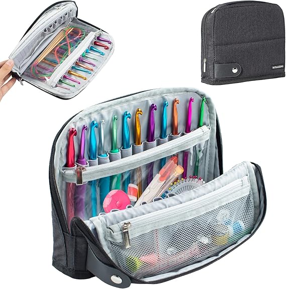 MYBAGZING Crochet Hook Case Empty - Crochet Hook Organizer Stand Up Unique Design -Corchet Organizer - for Knitting & Crochet Supplies(Case Only)