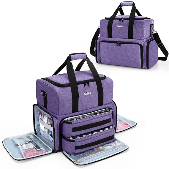 BAFASO Nail Polish Organizer Holds 80 Bottles and a UV Nail Lamp, Purple