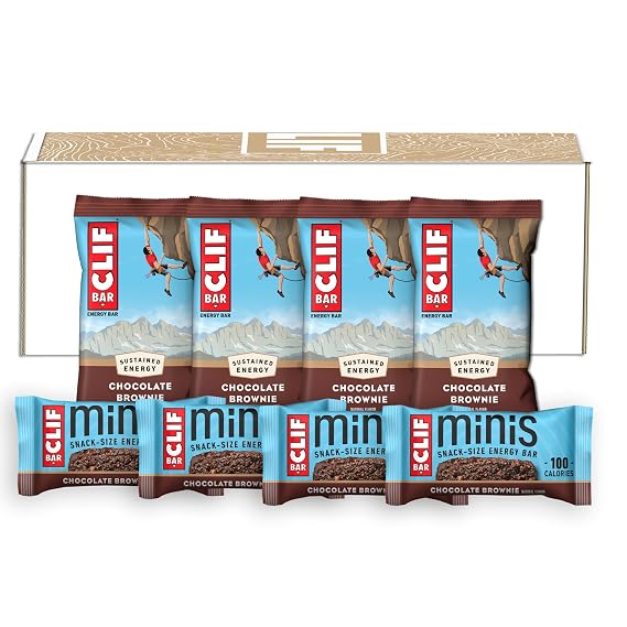 CLIF BARS - Chocolate Brownie - 10 Full Size and 10 Mini Energy Bars - Made with Organic Oats - Plant Based Food - Vegetarian - Kosher (2.4oz and 0.99oz Protein Bars, 20 Count)