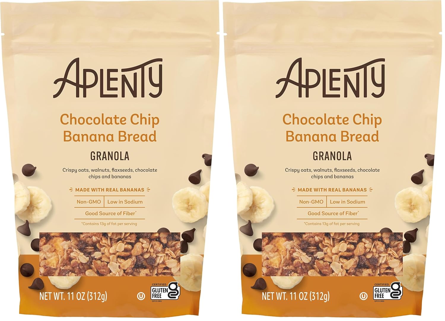 Amazon Brand, Aplenty Chocolate Chip Banana Bread Granola, 11 Oz Pack of 2