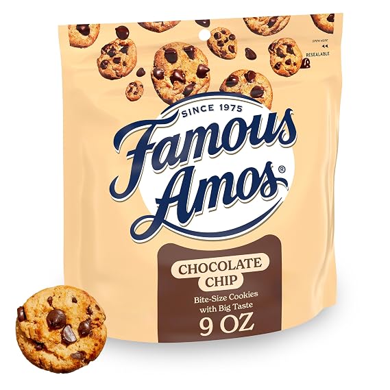 Famous Amos Chocolate Chip Cookies, Bite-Size Cookies, Bag, 9 Oz