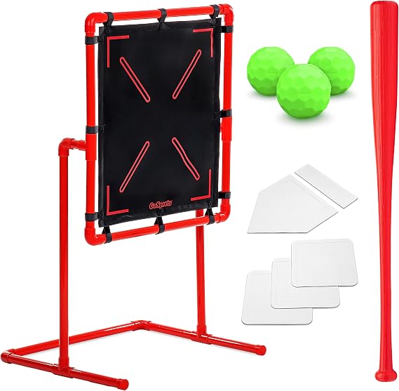 GoSports LotBall Backyard Baseball Set with Bat, 3 Balls, Strike Zone and Throw Down Bases