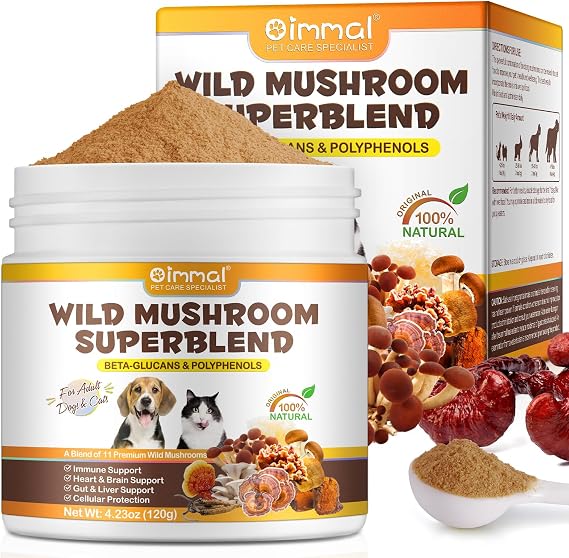 Mushroom Powder for Dogs, Wild Mushroom Supplement for Cats, Dog Multivitamin, Mushroom Supplement for Dogs, Boosting Immunity, Gut Digestion, Easy To Absorbed 4.23 OZ