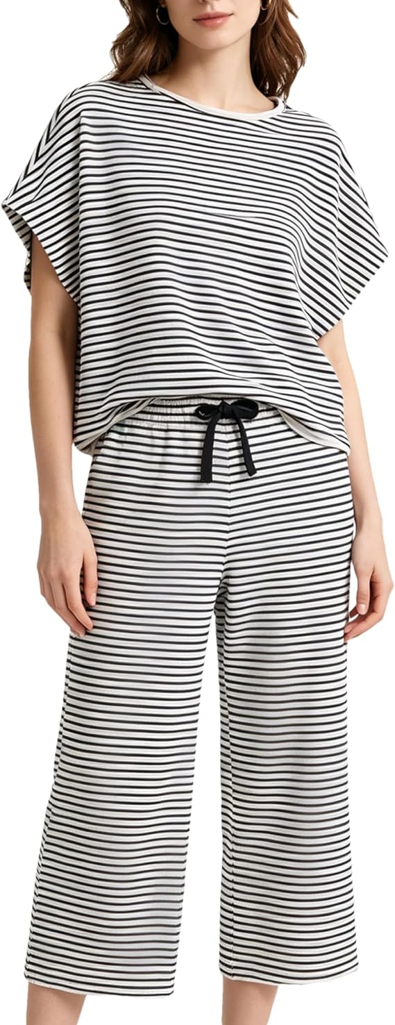 Bozanly 2 Piece Sets for Women Oversized Tops Wide Leg Pants Lounge Set