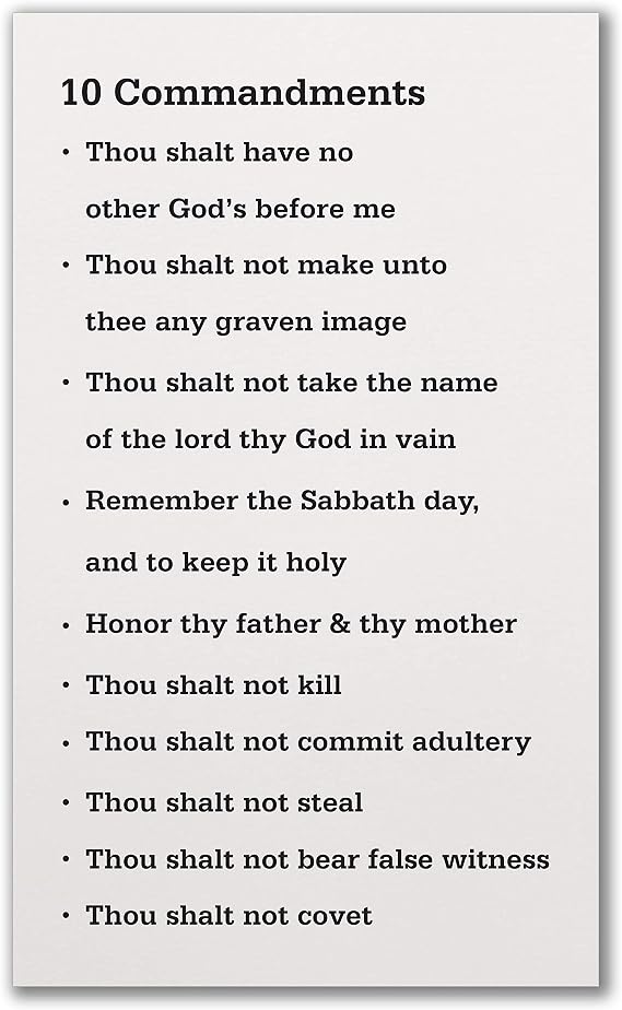 10 Commandments Rustic Wood Sign 12x18