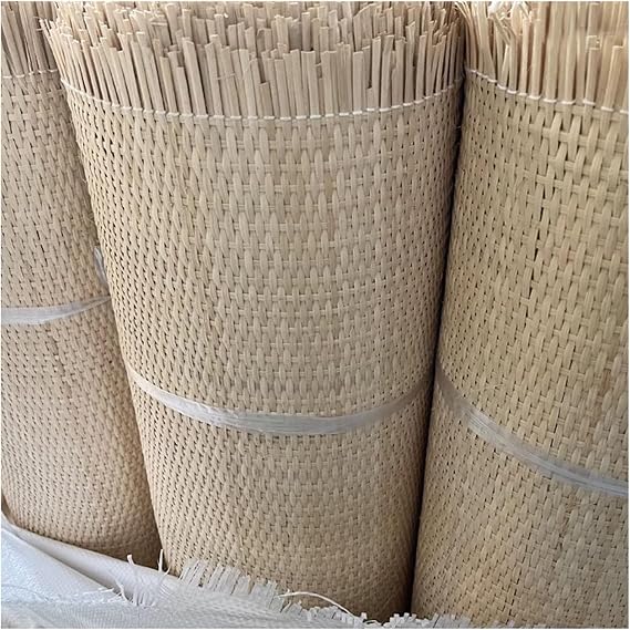 Natural Rattan Fabric Roll Closed Mesh Cane Webbing,Pre-Woven Rattan Webbing Sheet Cane Net,Chair Furniture Repair Wicker Caning Material,Pole Wrap Cane Webbing Roll for Chair,Cabinet,Bed,Door,Basket