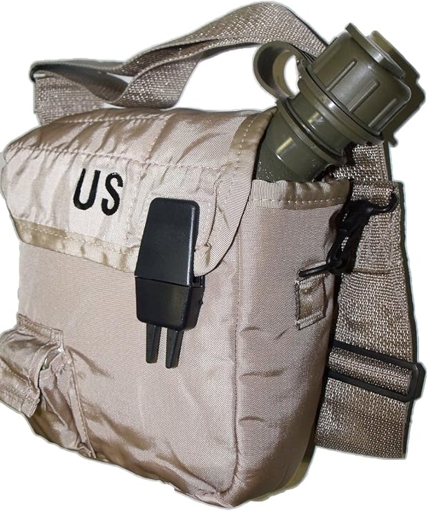 New 2 QT Collapsible Water Canteen + Desert Tan Cover Pouch with Sling US Army Military by US Goverment GI USGI