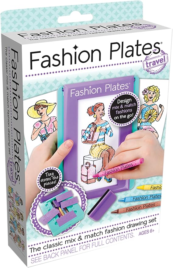 PlayMonster Fashion Plates Travel Set Mix-and-Match Drawing Art Set Make Fabulous Fashion Designs Ages 6+, small, Multicolor