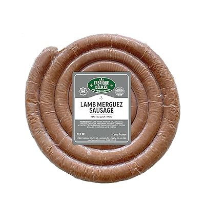 Fabrique Delices Lamb Merguez Sausage, Frozen, Spicy Mediterranean, 5 Coils 1.5 lb Each