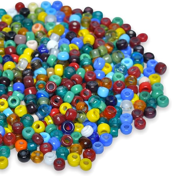 1/2 LB Assorted Glass Beads for Jewelry Making, Lampwork Murano Mix for Bracelets and Necklaces, Crafting Supplies Kit, Large & Small (Crow Mix)