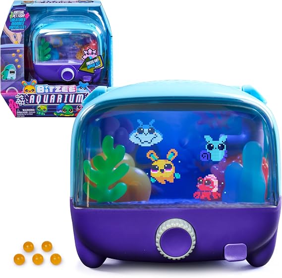 Bitzee Aquarium Interactive Fish Tank Toy & Digital Pet, Ages 5+ | Nurture 30 Virtual Fish, Reacts to Touch, Customize with LED Lights, Screen-Free Responsive Play, Birthday Gift for Kids