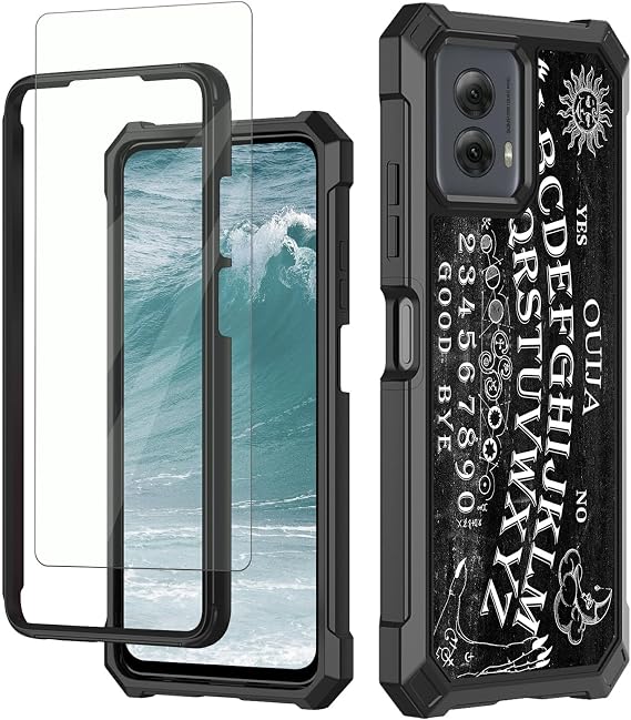 Rossy for Motorola Moto G Power 5G 2024 Phone Case with Tempered Glass Screen Protector Heavy Duty Shockproof Dual Layer Soft TPU Hard PC Protective Case for Moto G Power 5G 2024, Ouija Board