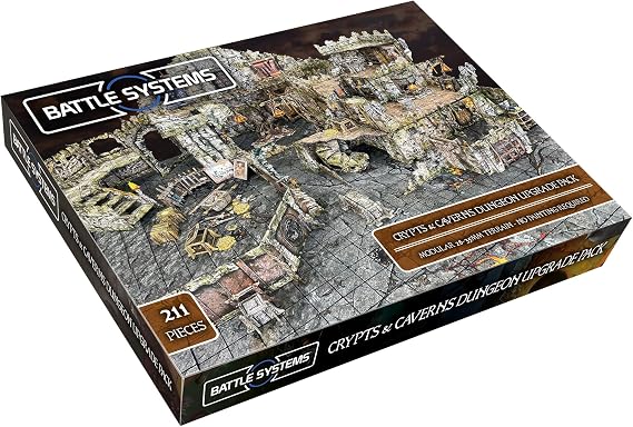 Fantasy Dungeon Terrain Crypts & Caverns - Battle Systems Terrain Immersive Scenery for D&D DND Maladum Pathfinder RPGs Full Color Heavy Duty Cardstock Printed Both Sides