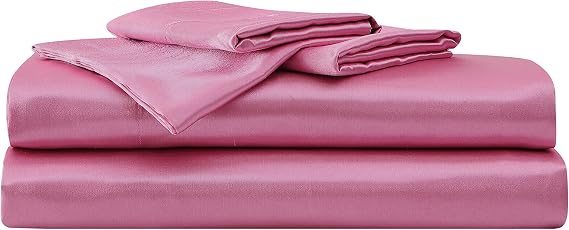 Betsey Johnson - Queen Sheets, Luxurious Satin Bedding Set, Smooth & Silky Home Decor (Pink, Queen)