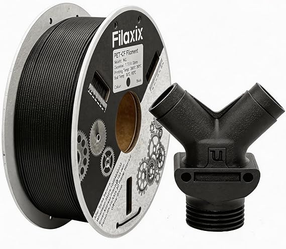 Carbon Fiber PET Filament 1.75mm,Compatible with Bambu LAB, K1C,QIDI MAX3, FLASHFORGE Adventurer 5M,Prusa MK4 FDM 3D Printer,High Strength & Rigidity, Low CreepLow Moisture Sensitivity,Black