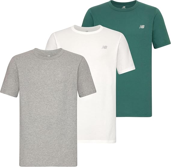 New Balance Men's Cotton Performance Crew Neck Undershirts Tag Free and Moisture-Wicking (3 Pack)