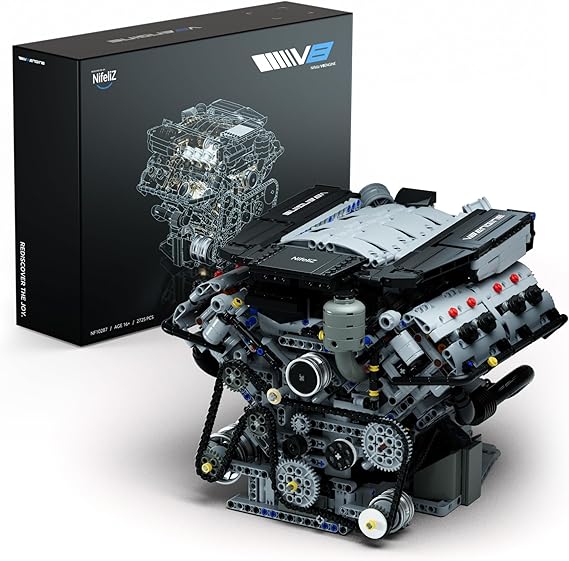 Nifeliz V8 Engine Building Set, Exclusive Advanced Collector's Engine Model to Build, Physical Science Experiment Toy for Adults, Home or Office Décor, Collectible Gifts (2725 PCS, NF10287) | Exclusive Advanced Collector's Engine Model, Physical Science Experiment Display for Adults, Home or Office Décor