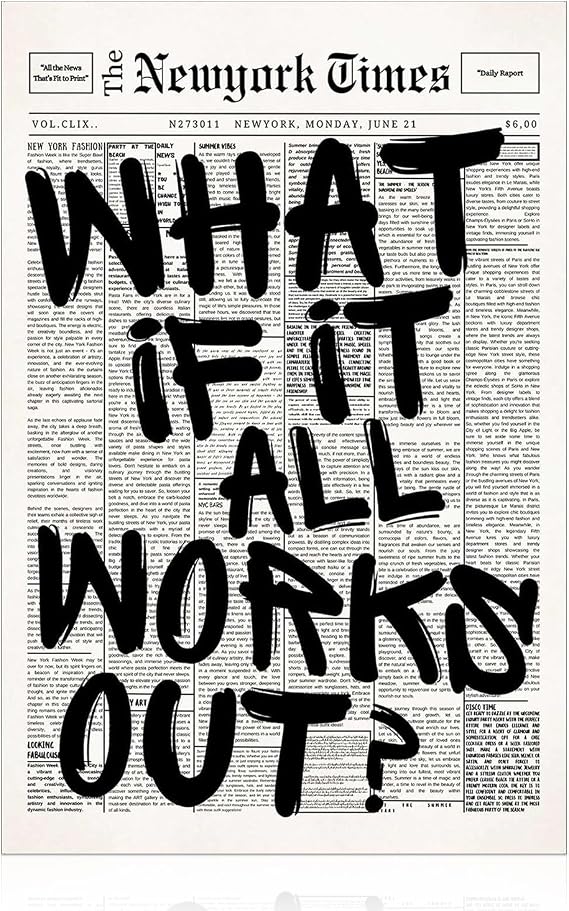 Funky Canvas Poster Newspaper Style Inspirational Quotes Wall Art Motivational New York Trends Prints Vintage Black White Wall Decor for Living Room Bedroom Girls Dorm Apartment (Unframed 15.7×12 in)