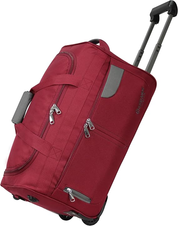 Rocklands® Lightweight Luggage Rolling Holdall Suitcase Wheeled Small Duffle Bag Travel Bag RL501 (Burgundy, Small (Carry on) 20" (H55 x L29 x W28 cm))