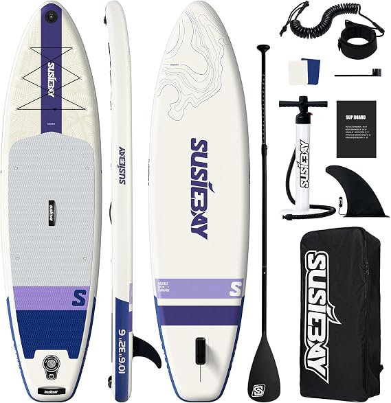 Inflatable Stand Up Paddle Board with SUP Accessories,Inflatable Paddle Boards for Adults & Youth, Anti-Slip EVA Deck,Wide Stance,Dual Action Pump,108L Backpack