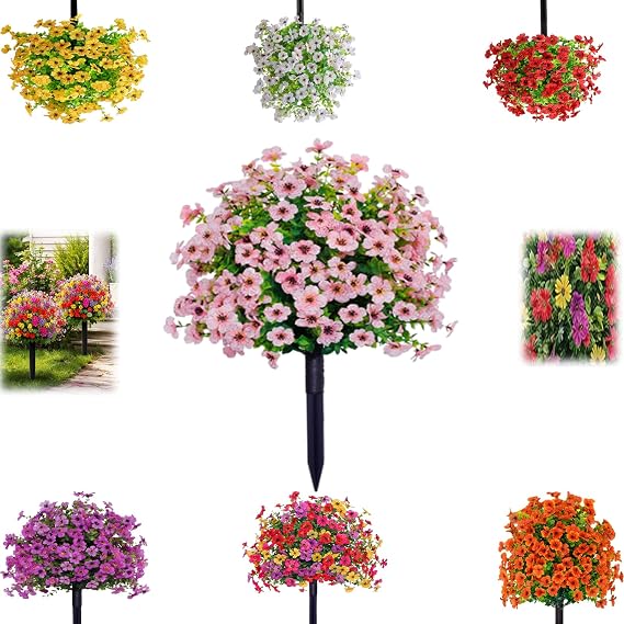 Goopatch Artificial Flowers, Ground Plugs Flowers, Outdoor Fake Topiary Plants with Ground Spike, All Seasons Wedding Centerpiece Arch Farmhouse for All Seasons Wedding Centerpiece