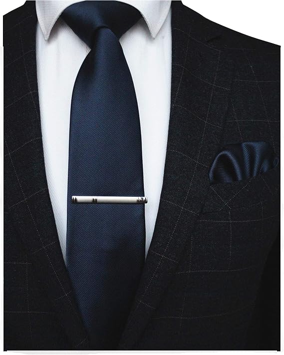 RBOCOTT Solid Color Tie and Pocket Square, Tie Clip Set for Men