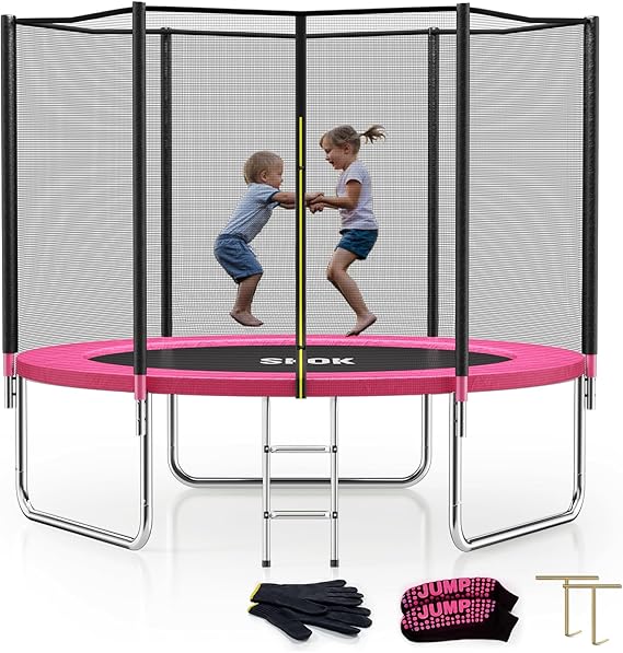 SKOK Trampoline for Kids,400LBS Outdoor Trampoline with Net-ASTM Approved Trampoline for Children and Adults