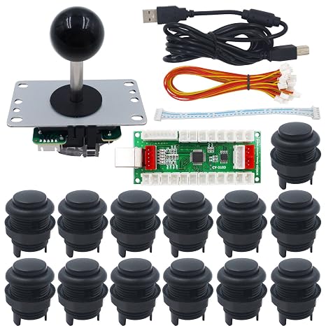 SJ@JX Arcade Game Kit DIY Part Zero Delay PS3 USB Encoder Board Push Button Joystick Controller Light for Xbox Style Windows PS3 Retro Pie PC MAME Raspberry Pi NES