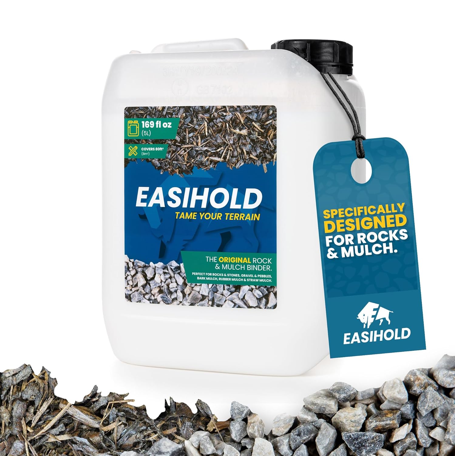 Vuba Easihold 5L XL Gravel Binder – Award-Winning Rock Glue for Fixing Pebbles, Stones & Gravel 4–20mm on Paths, Patios & Borders – Non-Toxic, Ready-to-Use Stone Stabilizer with 3-Year Protection