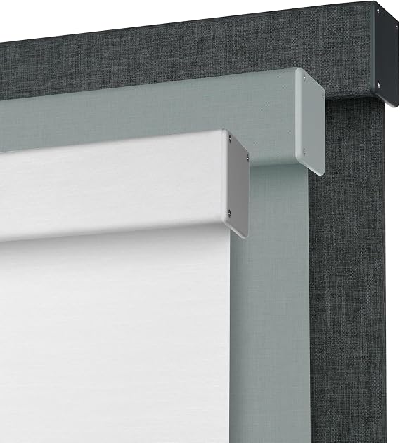 Blackout Roller Shades for Windows, Cordless Roller Blinds with Linen Fabric-Matched, Custom Roller Blinds for Home Office, White, Custom Size