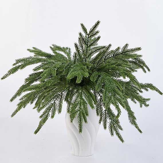 Leixi 36pcs Christmas Real Touch Norfolk Stems, 38CM Artificial Pine