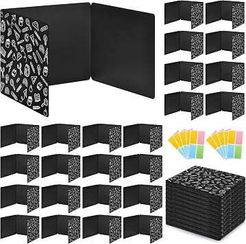 24 Pack Printing Privacy Floders for Student Desks - Durable Plastic Erasable - Testing Dividers for Classroom - Easy Clean Privacy Shields for Student - Includes Extra Labels White