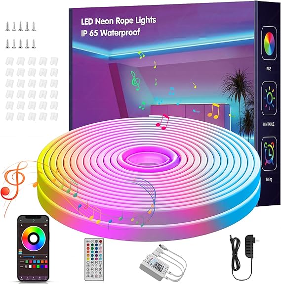 NBBUFF 32.8FT RGB Led Neon Rope Lights Outdoor with Remote & App Control
