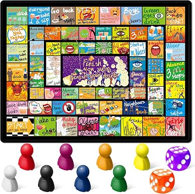 Kalysky Drinking Games for Adults, Rubber Mat Drinking Board Game, Party Games, Game Night Game for Groups Adult for Birthday Family Play, 2-8 Players, Age 21