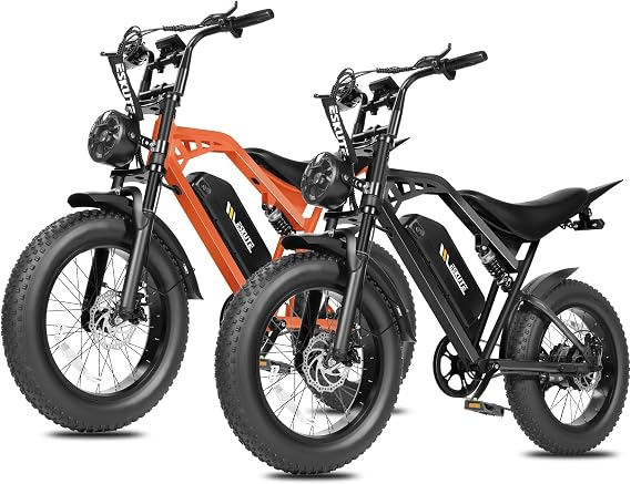 ESKUTE V200 Electric Dirt Bike for Adults,52V20.8Ah Battery,20"x4.0"Fat Tire,30+MPH,NFC Unlock Color Display,7-Speed Dual Suspension E-Bike,80 Miles, Streamlined Frame, E-Bicycle for Adults