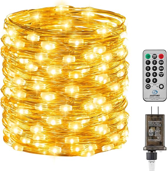 Minetom Fairy Lights with Remote, 66 Feet 200 Led Firefly String Lights Plug in for Bedroom Home Wall Ceiling Christmas Tree Wreath Craft Wedding Party Indoor Outdoor Decoration, Warm White