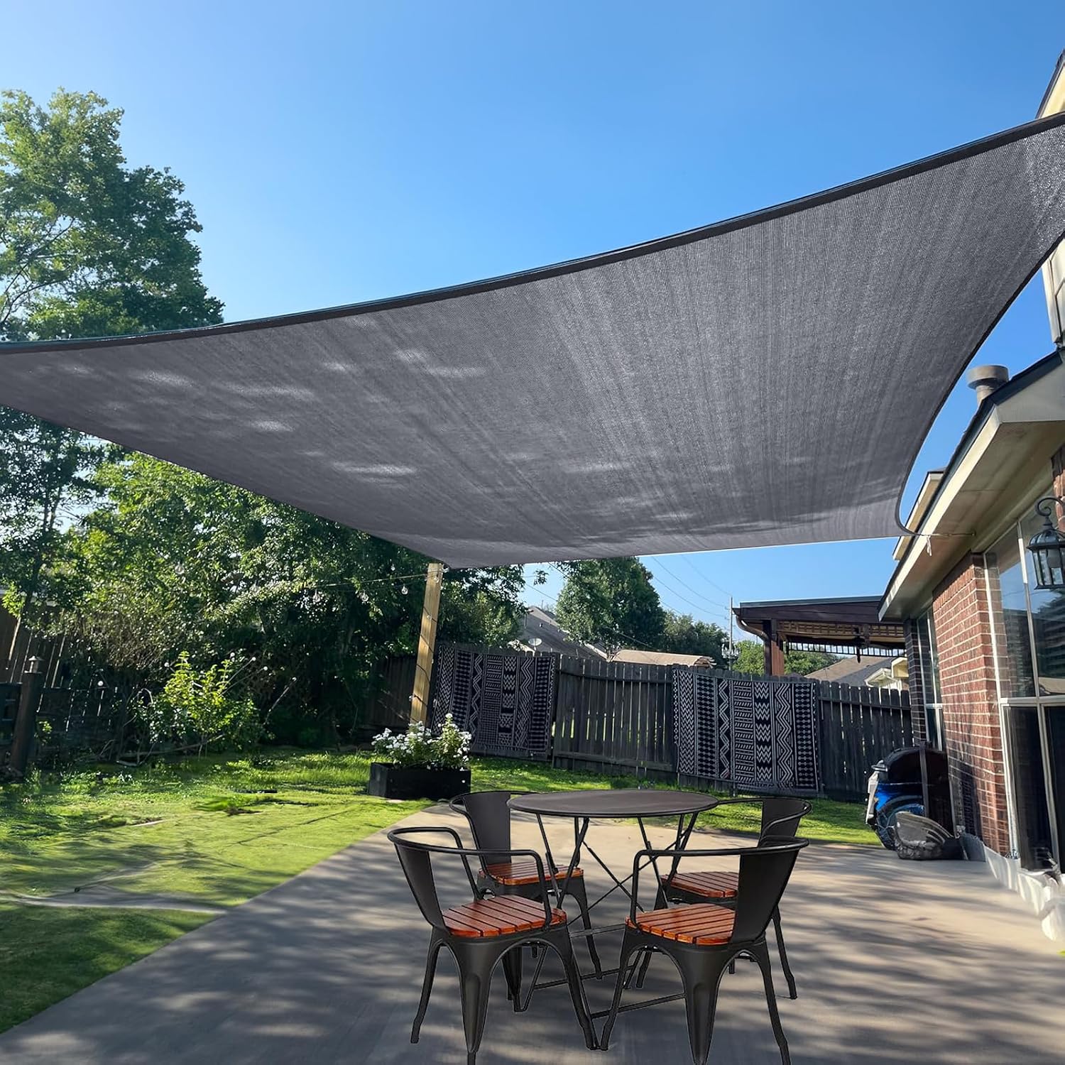 SUNLAX Sun Shade Sail 16' x 20' Dark Grey Rectangle Canopy Sail Shade Cover UV Block Permeable Sunshade Outdoor for Patio Backyard (We Make Custom Size)
