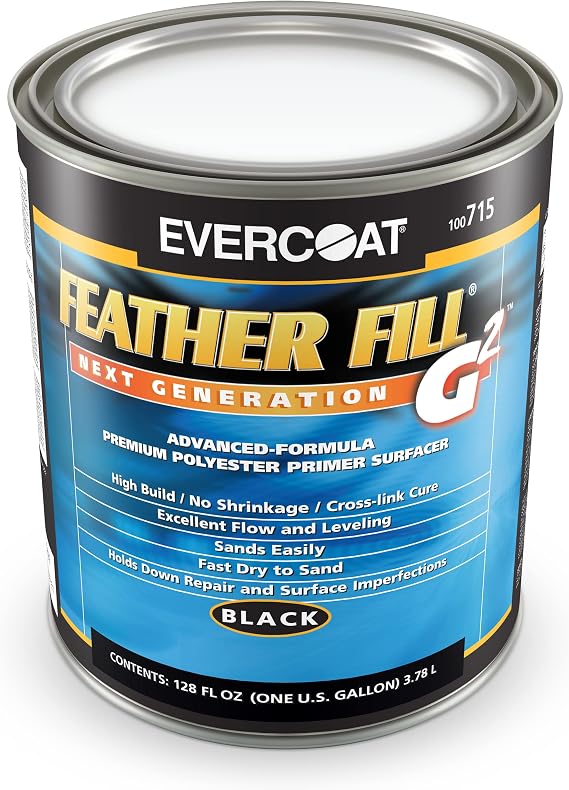 Evercoat Feather Fill G2 Premium Polyester Primer Surfacer for Fiberglass, SMC & More - 128 Fl Oz - Black