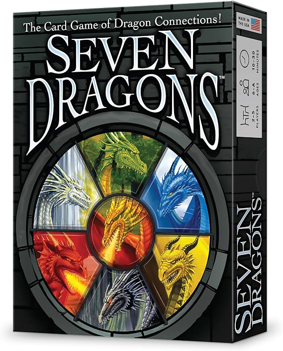 Looney Labs Seven Dragons - Fast Strategy Card Game with Iconic Dragon Artwork for Families