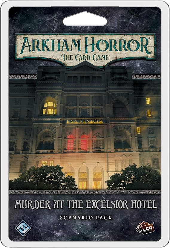 Arkham Horror The Card Game Murder at the Excelsior Hotel SCENARIO PACK - Unearth the Secrets of a Murder Mystery! Cooperative LCG, Ages 14+, 1-4 Players, 1-2 Hr Playtime, Made by Fantasy Flight Games
