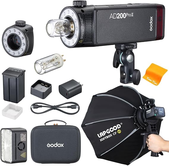 GODOX AD200Pro II Pocket Flash + LAPGOOD CF60 24" Softbox Kit