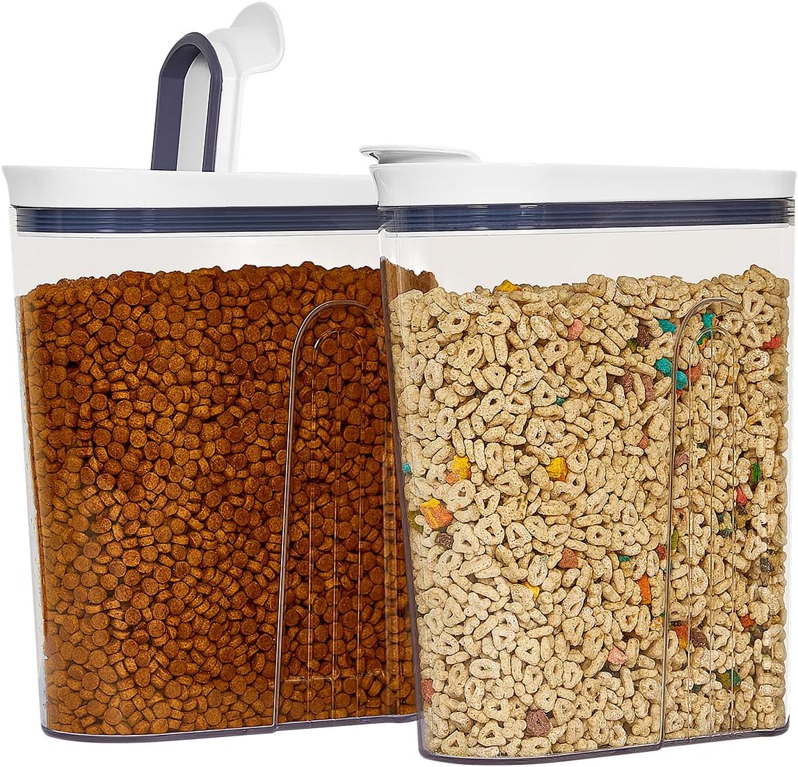 Felli Cereal Container Storage Airtight Holds 32 oz Family Size Breakfast Box with Flip Top Lid, Stackable Acrylic Dry Food Dispenser, Protein Granola Oats Grains, Crunch Keeper (Large 4.1Qt - 2pk)
